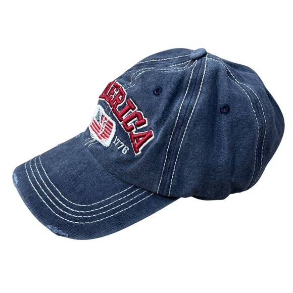 America Baseball Cap Hat Denim Flag 1776 Adjustable New Patriotic - Picture 3 of 9